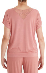 Pretty Polly Botanical Short Sleeve Lounge Tee-Dusty Rose