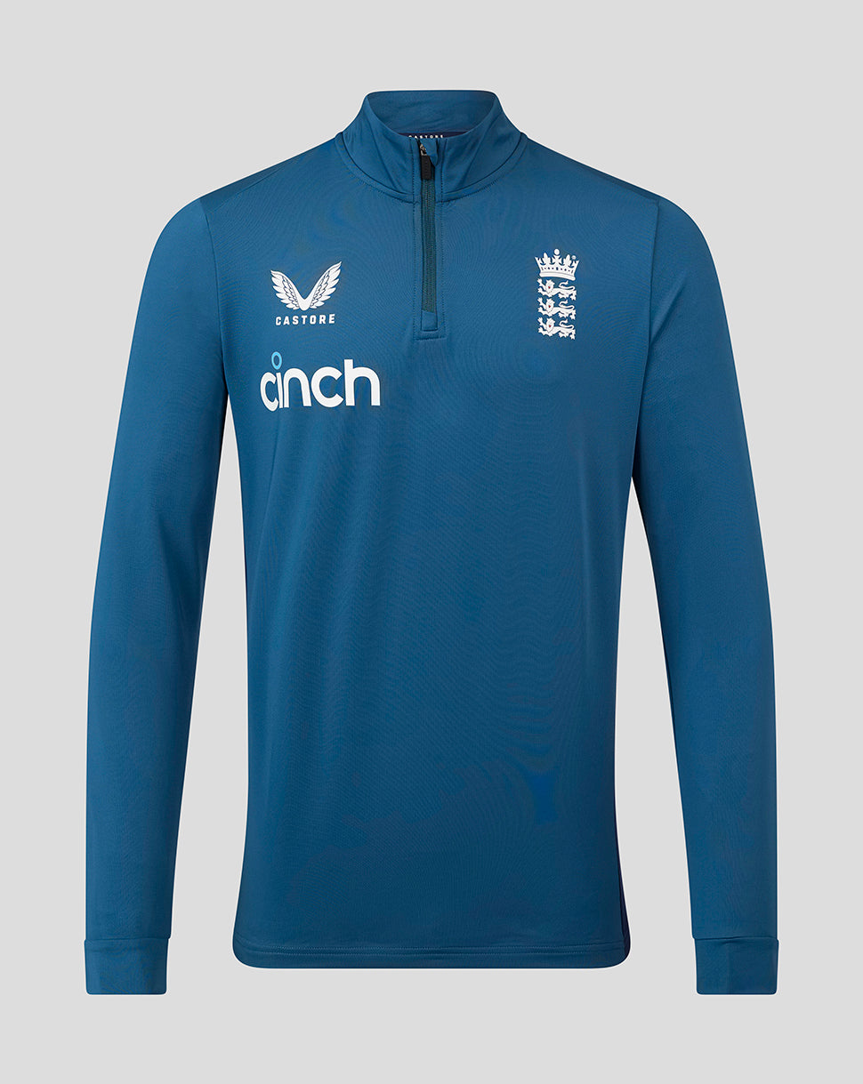 Men England Cricket Training 1/4 Zip - Blue