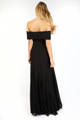 Little Mistress Black Bardot Lace Insert Maxi