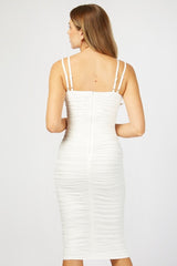 Little Mistress White Ruched Midi