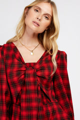 Little Mistress Red Check Tie Jumpsuit