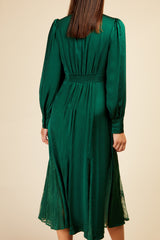 Little Mistress Green Satin Midi Dress