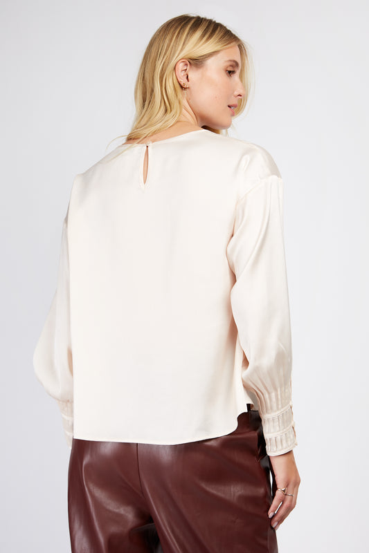 Little Mistress Cream Satin Top