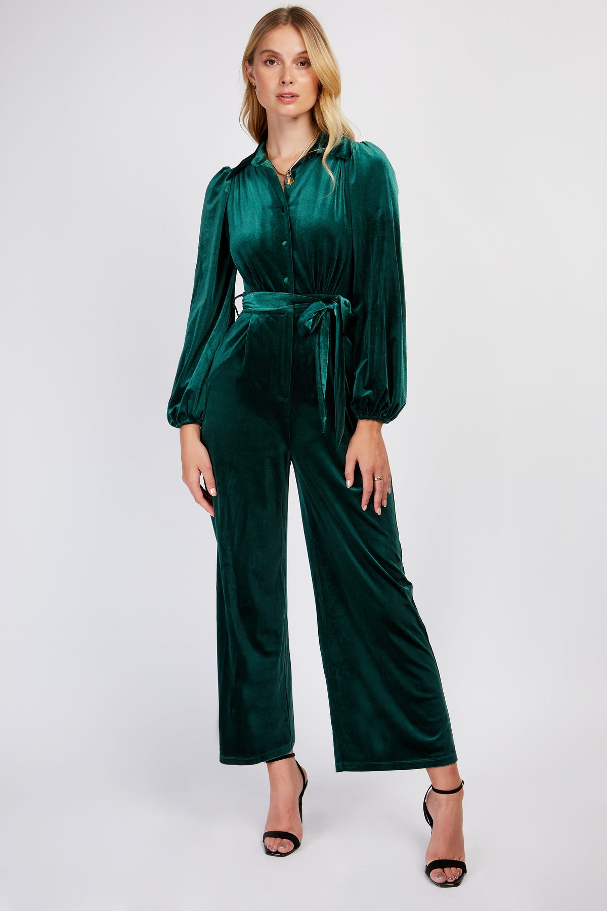 Little Mistress Green Velvet Jumpsuit