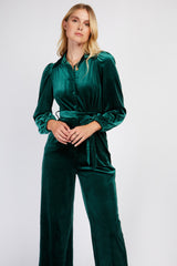 Little Mistress Green Velvet Jumpsuit