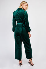 Little Mistress Green Velvet Jumpsuit