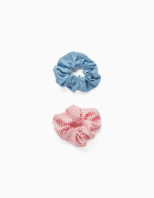 Zippy 2 Scrunchies For Babies And Girls, Blue/Red