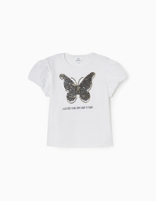 Zippy T-Shirt For Girls 'Butterfly', White