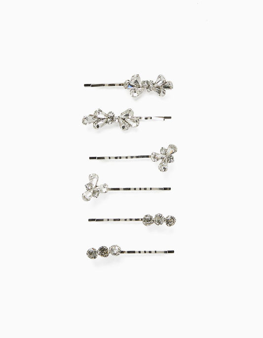 Zippy 6 Hair Slides For Babies And Girls, Silver