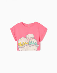 Zippy Cotton Cropped T-Shirt For Girls Ice Creams