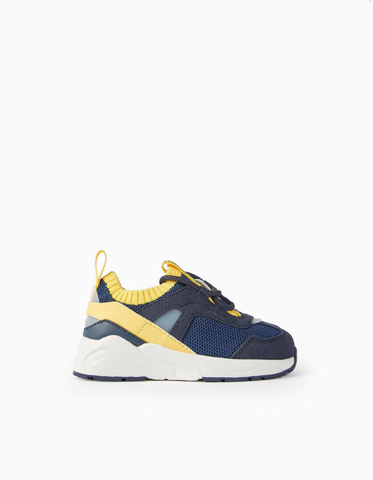 Zippy Trainers For Baby Boys 'Superlight Runner', Dark Blue/Yellow