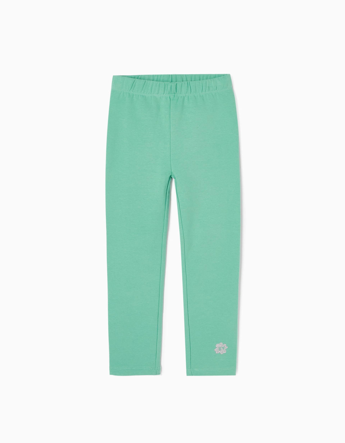 Zippy Brushed Cotton Leggings For Girls, Aqua Green