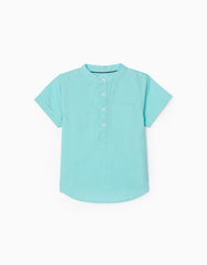 Zippy Baby Boy Aqua Green Textured Short-Sleeved Shirt