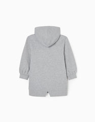 Zippy Fleece Hooded Sweatshirt-Dress For Girls 'Minnie', Grey