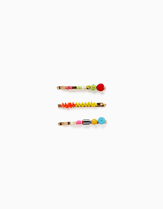 Zippy Pack 3 Hair Clips With Beads For Baby And Girls