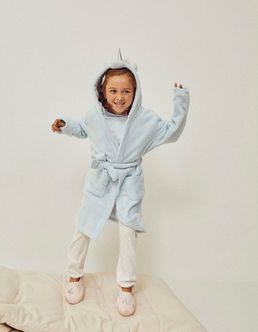 Zippy Hooded Dressing Gown For Girls 'Unicorn', Blue