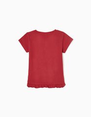 Zippy Cotton T-Shirt For Girls 'Playtime', Burgundy