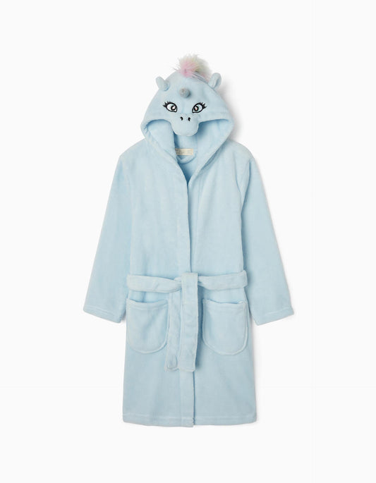 Zippy Hooded Dressing Gown For Girls 'Unicorn', Blue