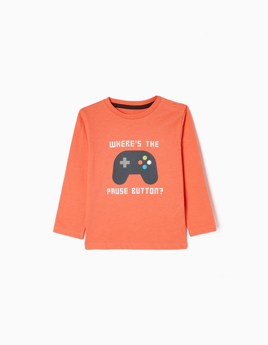 Baby Boy Orange Long-Sleeve T-Shirt