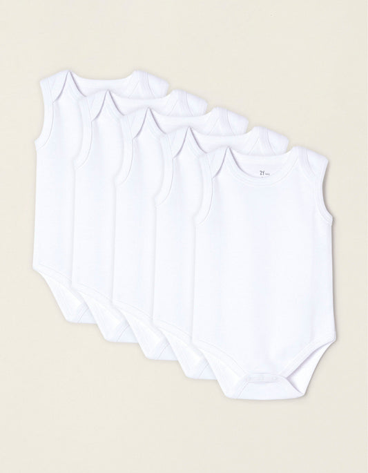 Zippy Pack 5 Cotton Plain Bodysuits For Babies And Newborns