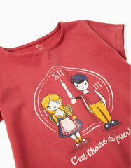 Zippy Cotton T-Shirt For Girls 'Playtime', Burgundy