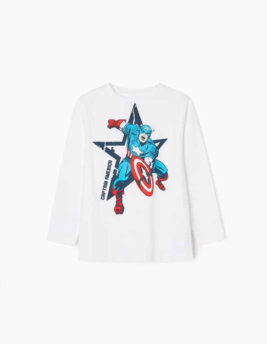 Zippy Long Sleeve Cotton T-Shirt For Boys 'Captain America'