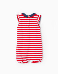 Zippy Striped Cotton Piquet Jumpsuit For Baby Girls