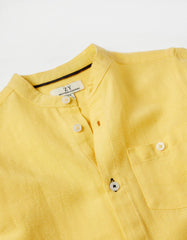 Zippy Shirt With Mao Collar For Boys, Yellow