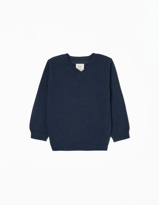 Baby Boy Dark Blue Knit Jumper