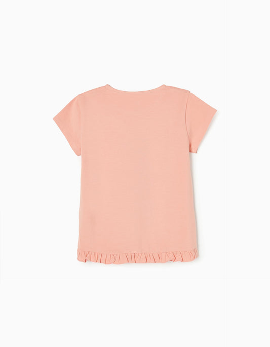 Zippy Cotton T-Shirt For Girls 'Doll', Pink