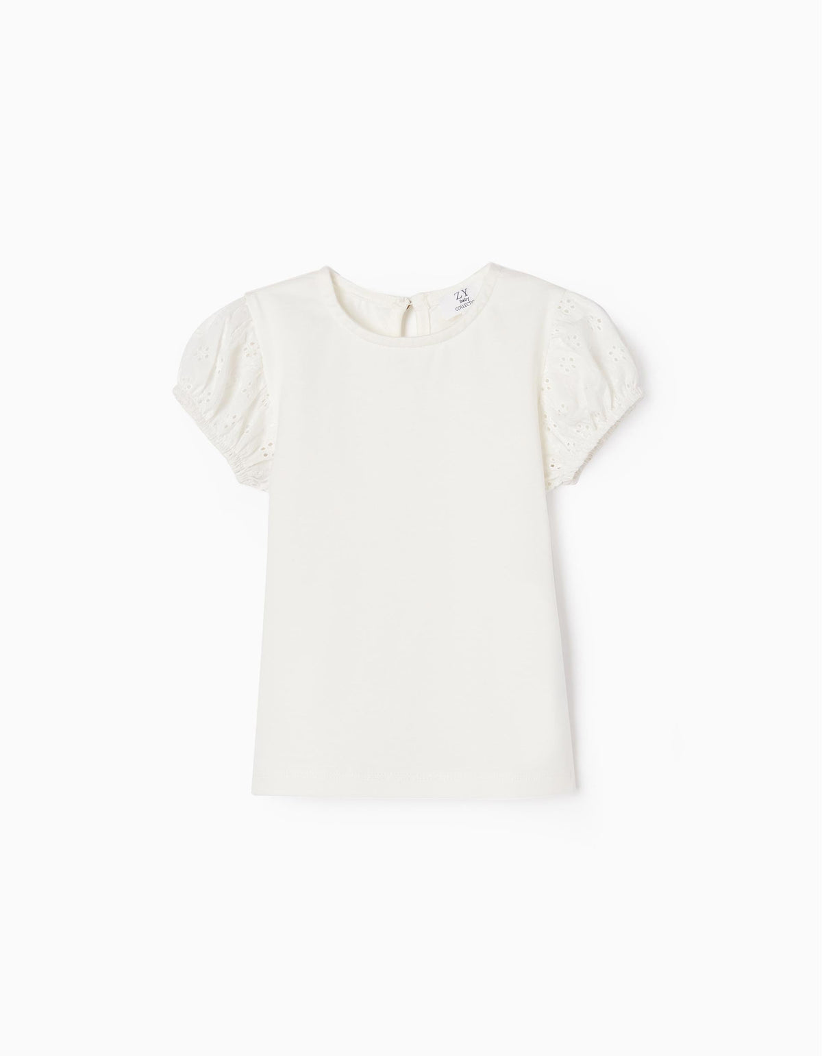 Zippy Cotton T-Shirt With Broderie Anglaise For Baby Girls