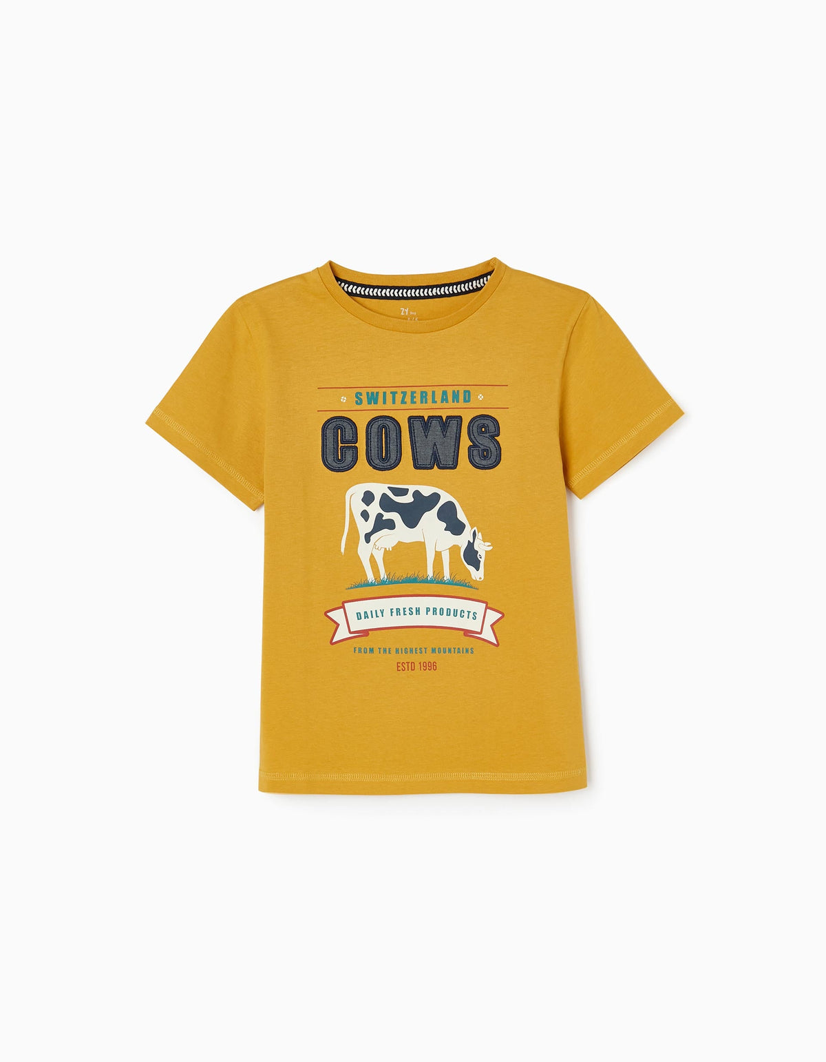 Zippy Cotton T-Shirt For Boys 'Swiss Alps', Yellow