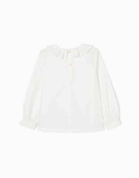 Zippy Cotton Pleated Blouse For Girls 'B&S', White