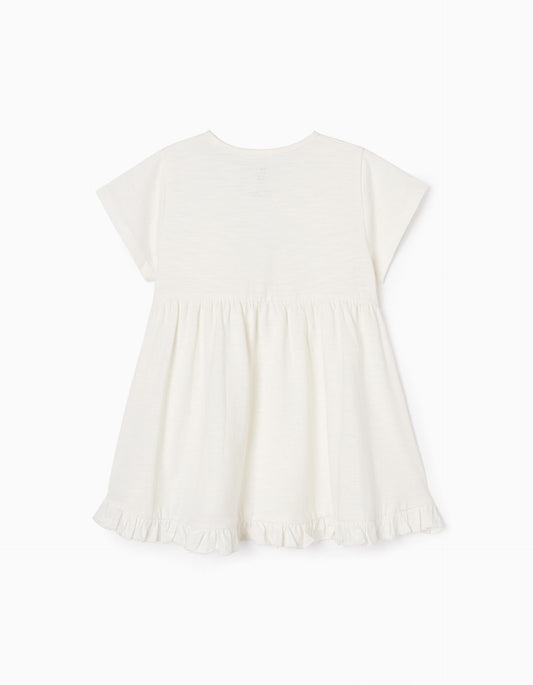 Zippy Cotton T-Shirt With Ruffles For Girls