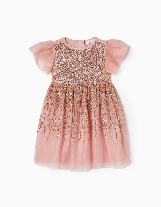 Zippy Tulle Dress With Sequins For Baby Girls