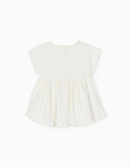 Zippy T-Shirt With Ruffles For Girls, White