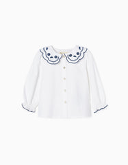 Zippy Baby Girls Cotton Shirt With Embroidery