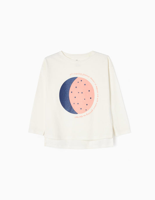 Zippy Girls Moon Long Sleeve Cotton T-Shirt