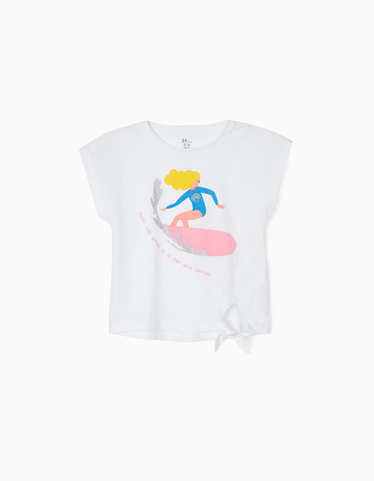 Zippy T-Shirt For Girls 'Surfing', White