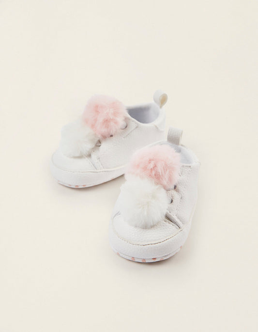 Zippy Newborn Baby Girls Trainers With Pompoms