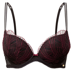 Gossard Red/Black Lace Padded Plunge Bra