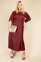 Little Mistress Satin Jacquard Kimono Sleeve Maxi Dress